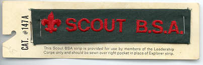 Scout BSA strip on card to replace Explorer strip